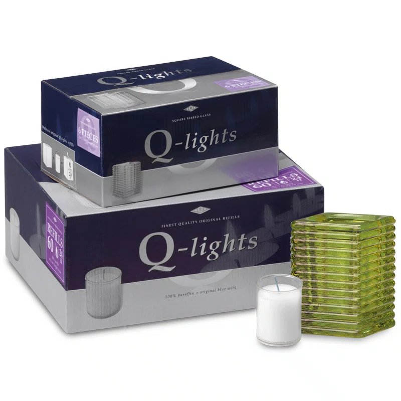 Q-LIGHTS SQUARE RIBBED GLASS LIME GREEN *910-06-30*